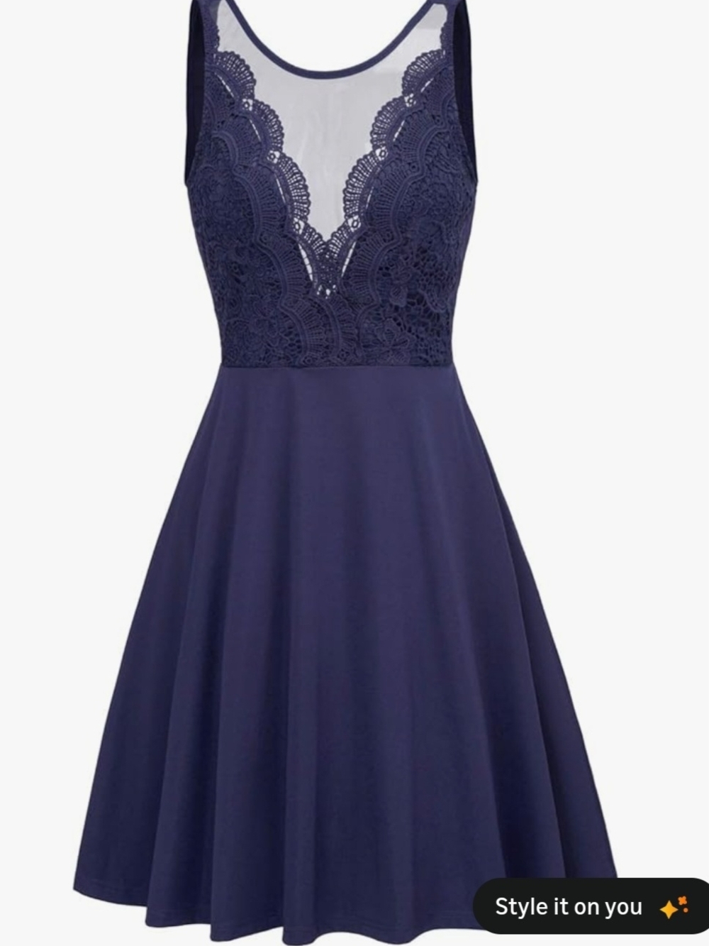 Grace Karin Navy Lace Midi Fit & Flare Dress